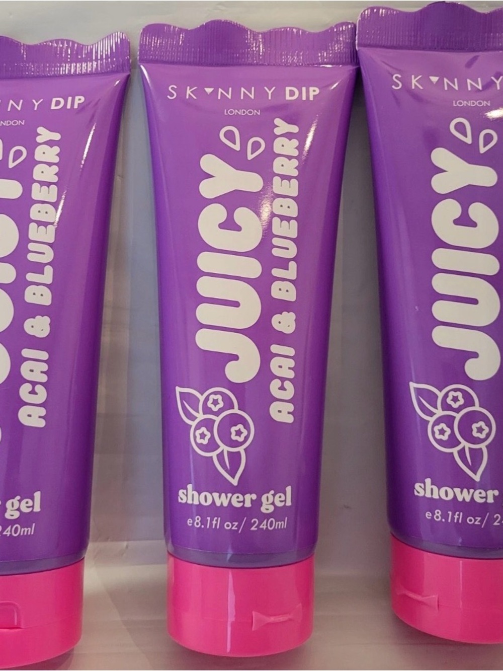 Skinnydip Juicy Acai & Blueberry Shower Gel - Purple lot of 3